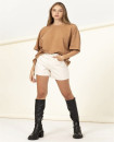 Made In Portugal Organic Cotton Oversize T Shirt Stone Wash Fade out Camel
